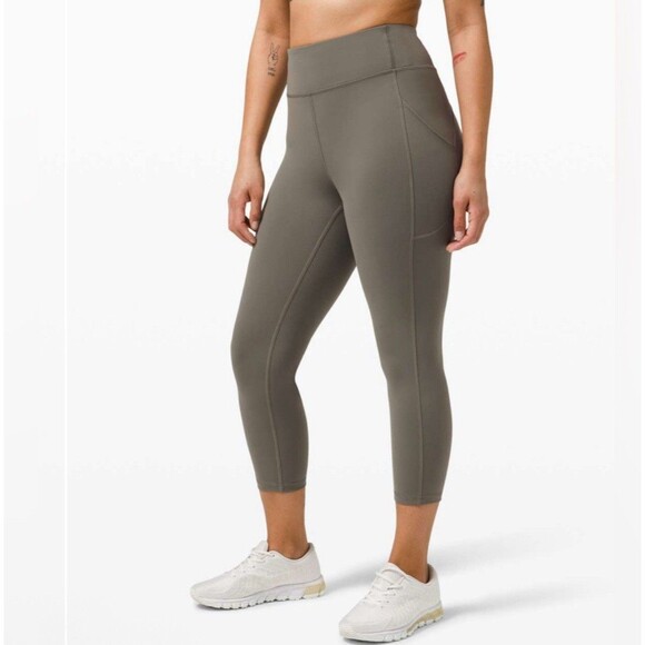 Lululemon Invigorate High-Rise Crop 23" Grey Sage Leggings Size 10 EXC Condition - Picture 1 of 16